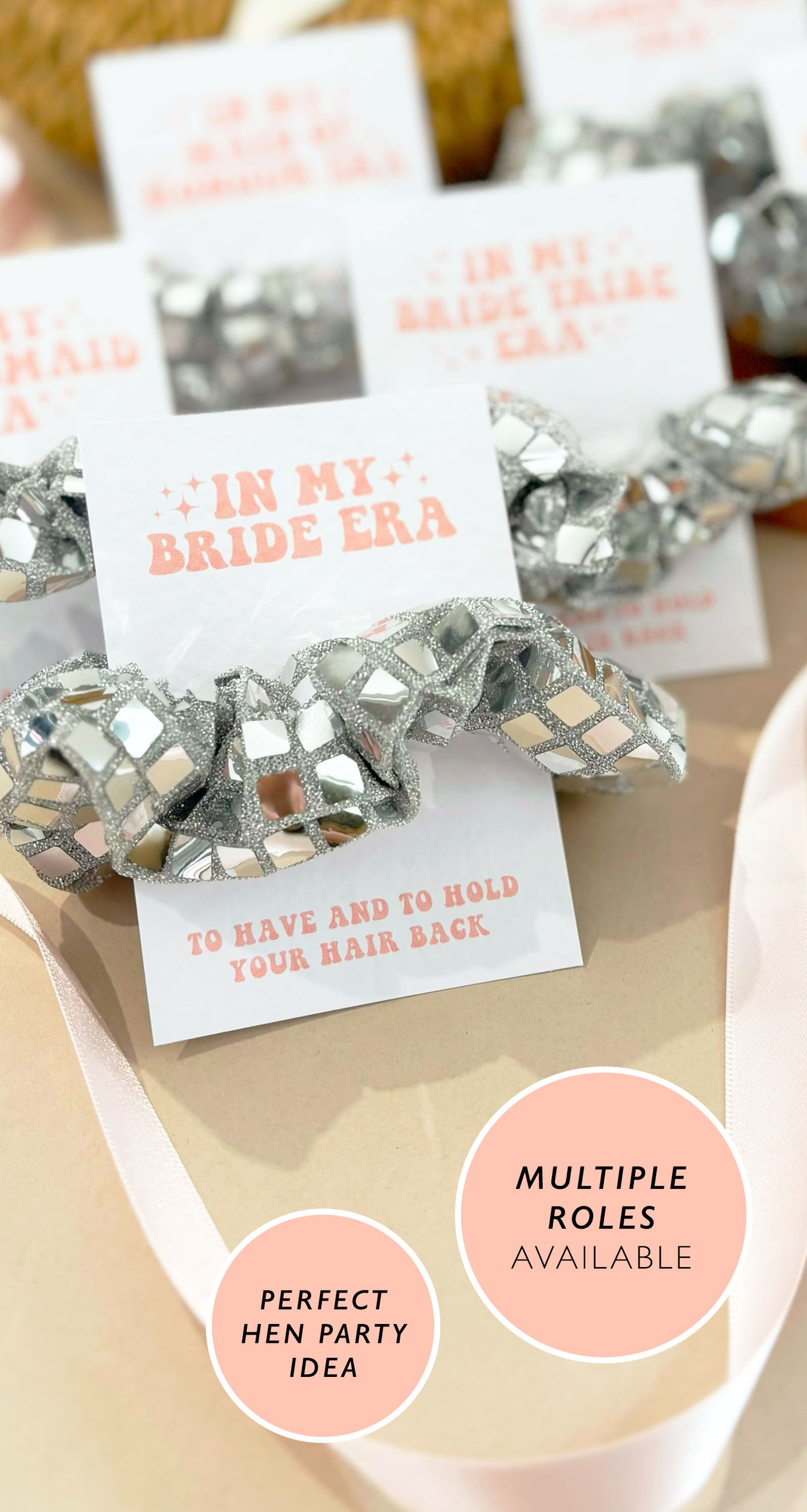 Hen Do Scrunchie Favours Disco Bride Era  Hen Party Bags and Gifts  Personalised Hair Tie Favours for Bride Tribe & Bride Squad