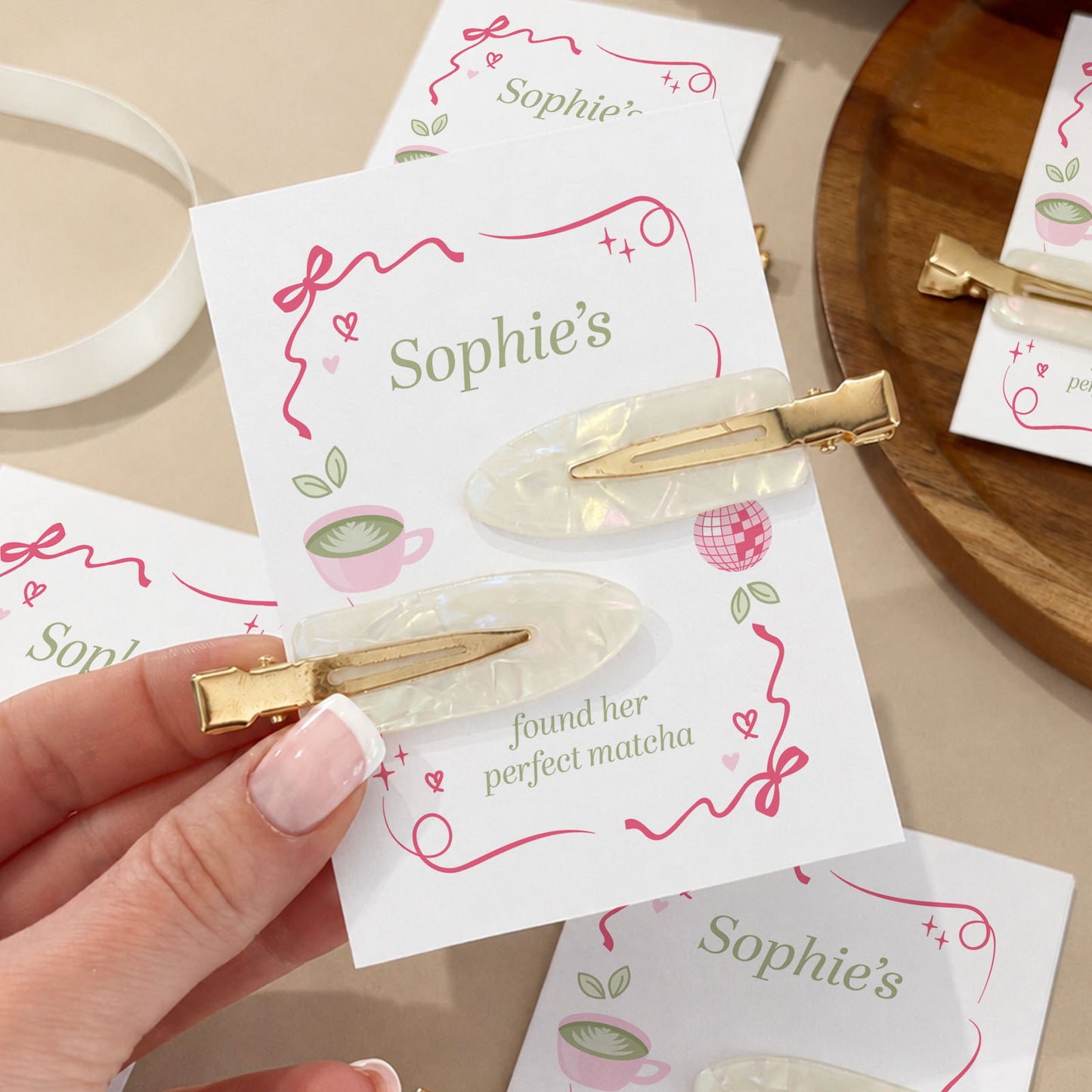 Perfect Matcha Hen Do Hair Pearl Clips Hen Party Favours and Gifts Personalised Hen Party Bag Fillers Matcha Theme Hen Party Matcha Lover