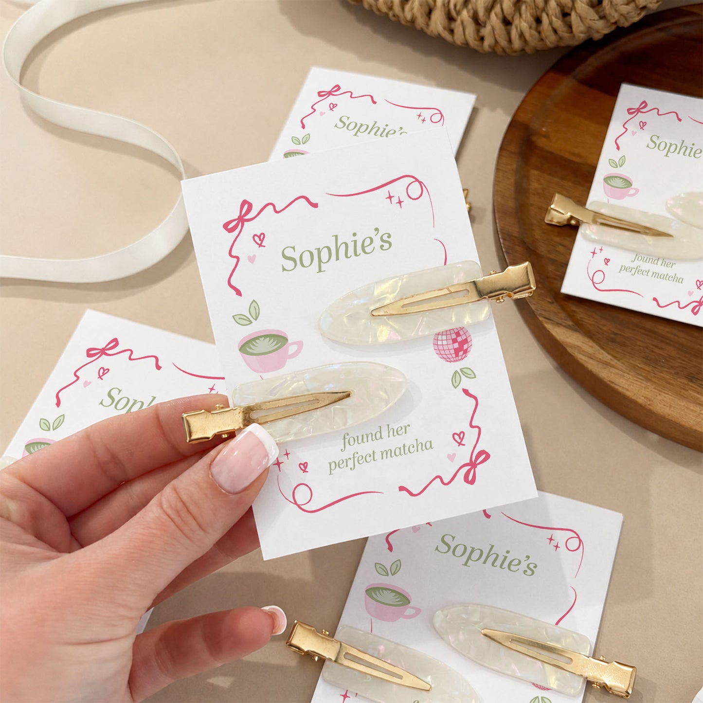 Perfect Matcha Hen Do Hair Pearl Clips Hen Party Favours and Gifts Personalised Hen Party Bag Fillers Matcha Theme Hen Party Matcha Lover