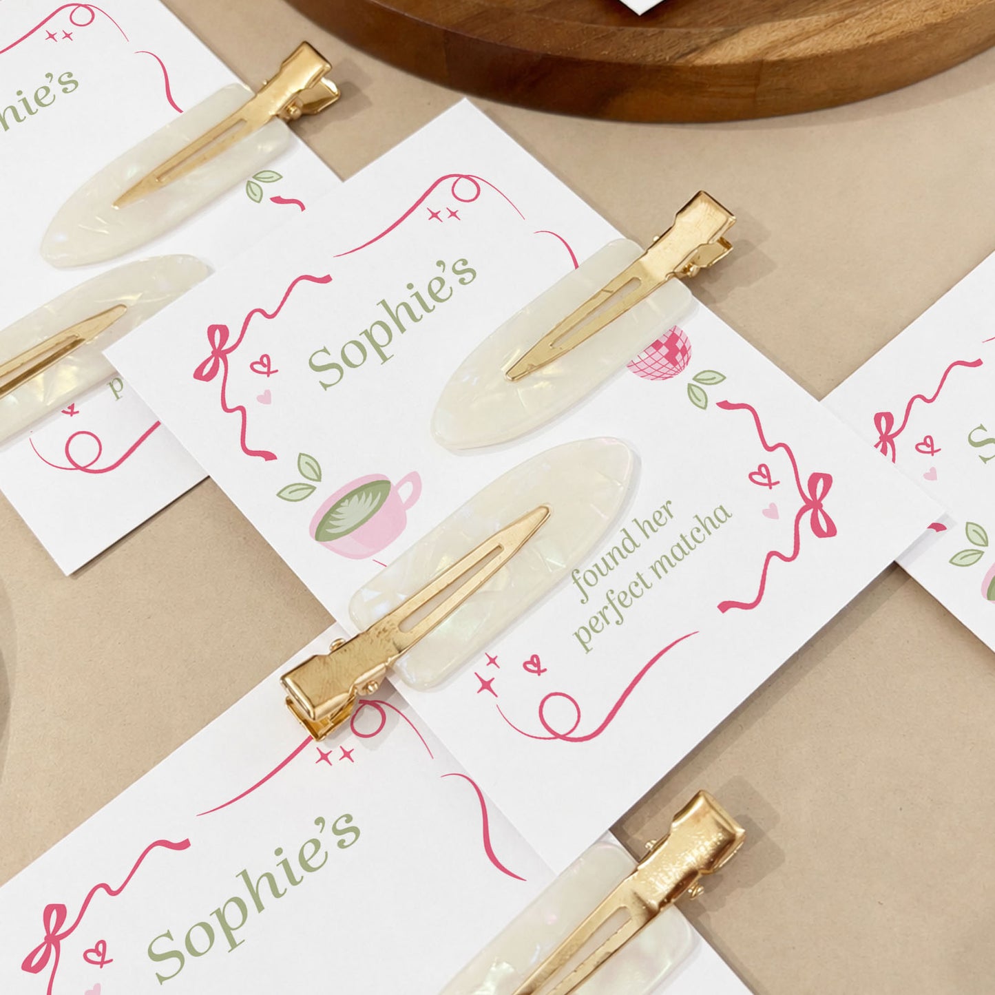 Perfect Matcha Hen Do Hair Pearl Clips Hen Party Favours and Gifts Personalised Hen Party Bag Fillers Matcha Theme Hen Party Matcha Lover