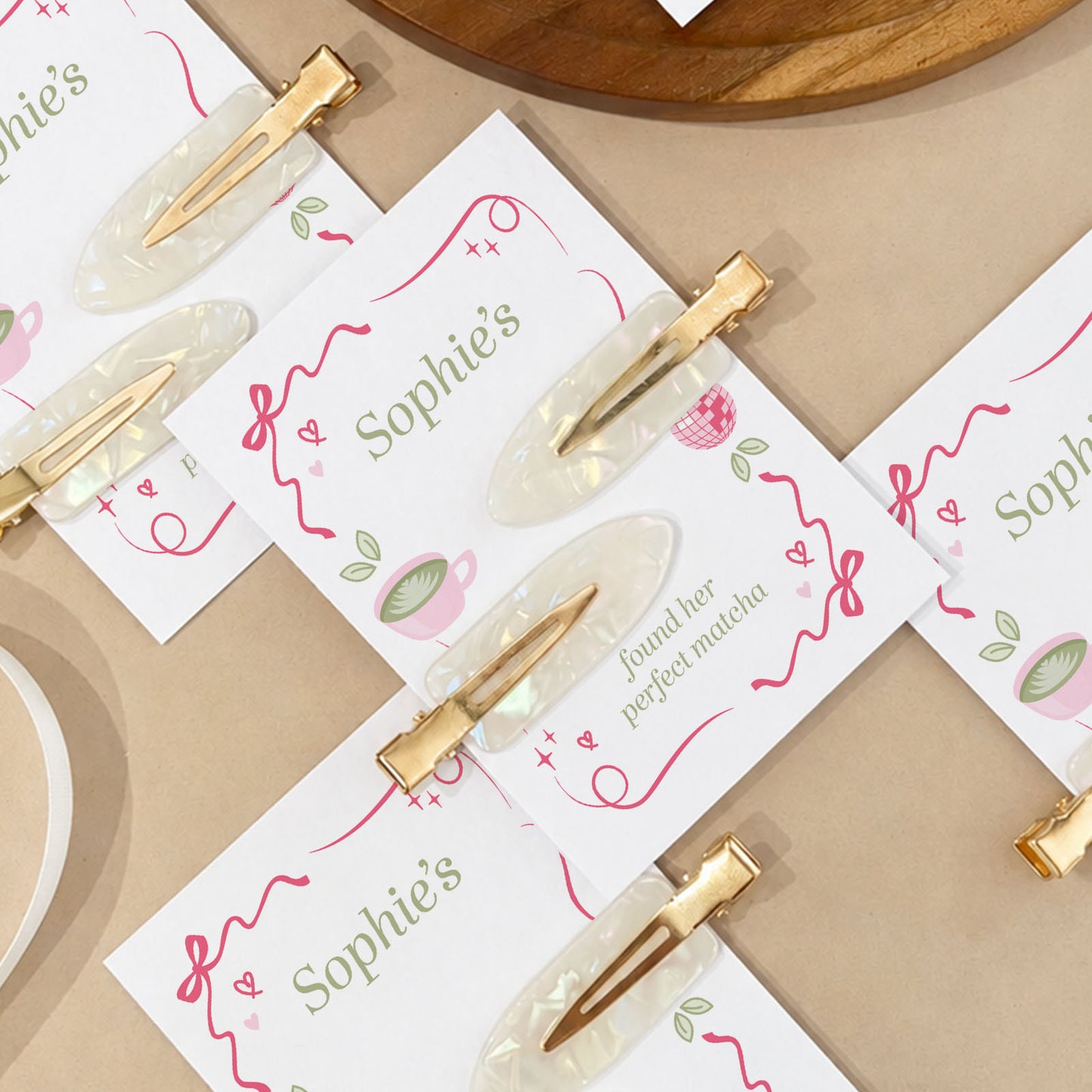 Perfect Matcha Hen Do Hair Pearl Clips Hen Party Favours and Gifts Personalised Hen Party Bag Fillers Matcha Theme Hen Party Matcha Lover