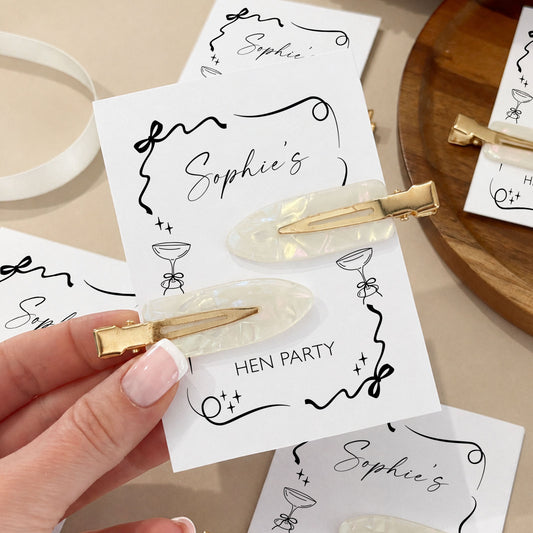 Prosecco and Pearls Hen Do Hair Pearl Clips Hen Party Favours and Gifts Personalised Hen Party Bag Fillers Prosecco Theme Hen Party