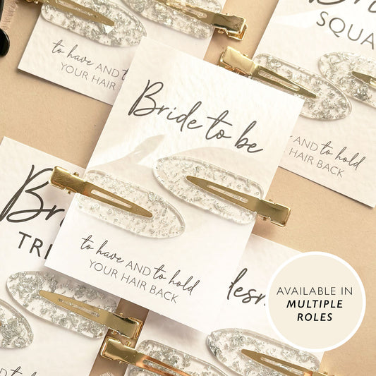 Hen Do Hair Silver Clips  Hen Party Favors and Gifts  Bride Tribe and Bride Squad Accessories  Personalised Hen Party Bag Fillers