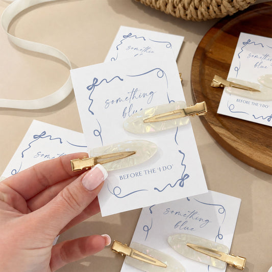 Something Blue Hen Do Hair Pearl Clips Hen Party Favours and Gifts Personalised Hen Party Bag Fillers Blue Theme Hen Party