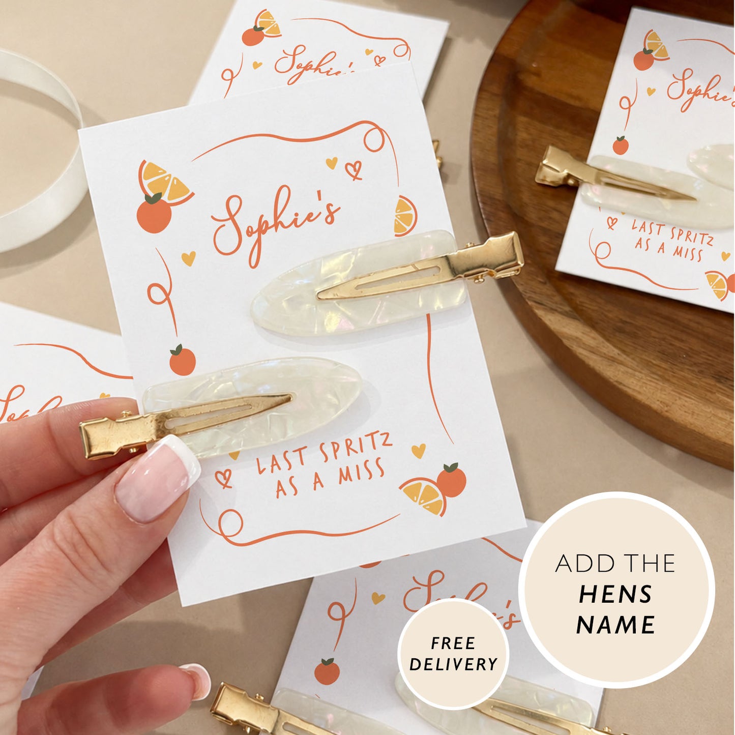 Last Spritz Hen Do Hair Pearl Clips Hen Party Favours and Gifts Personalised Hen Party Bag Fillers Aperol Theme Hen Last Spritz As A Miss