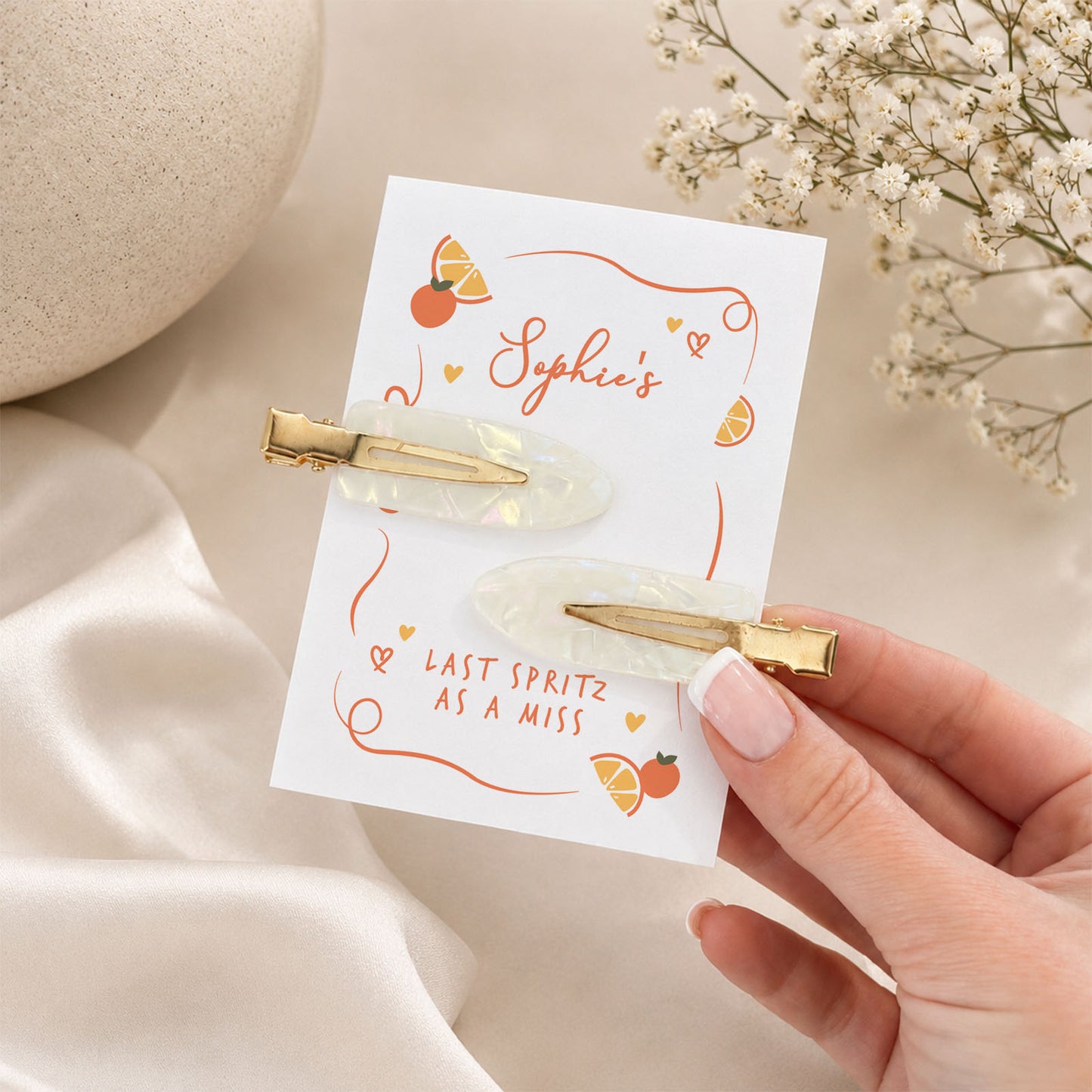 Last Spritz Hen Do Hair Pearl Clips Hen Party Favours and Gifts Personalised Hen Party Bag Fillers Aperol Theme Hen Last Spritz As A Miss