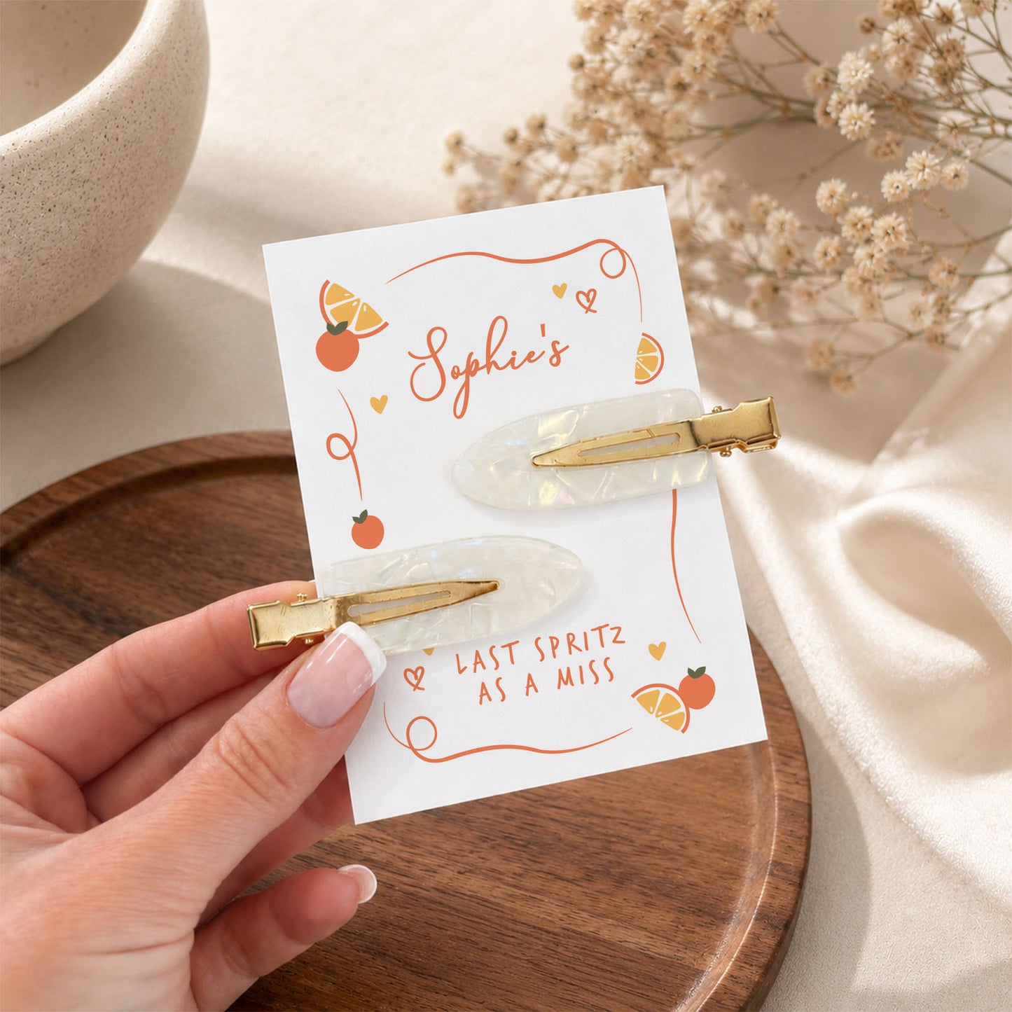 Last Spritz Hen Do Hair Pearl Clips Hen Party Favours and Gifts Personalised Hen Party Bag Fillers Aperol Theme Hen Last Spritz As A Miss