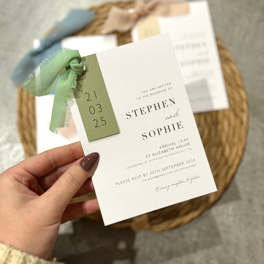 The Sophie - Luxury Ribbon Wedding Invitation & Envelope