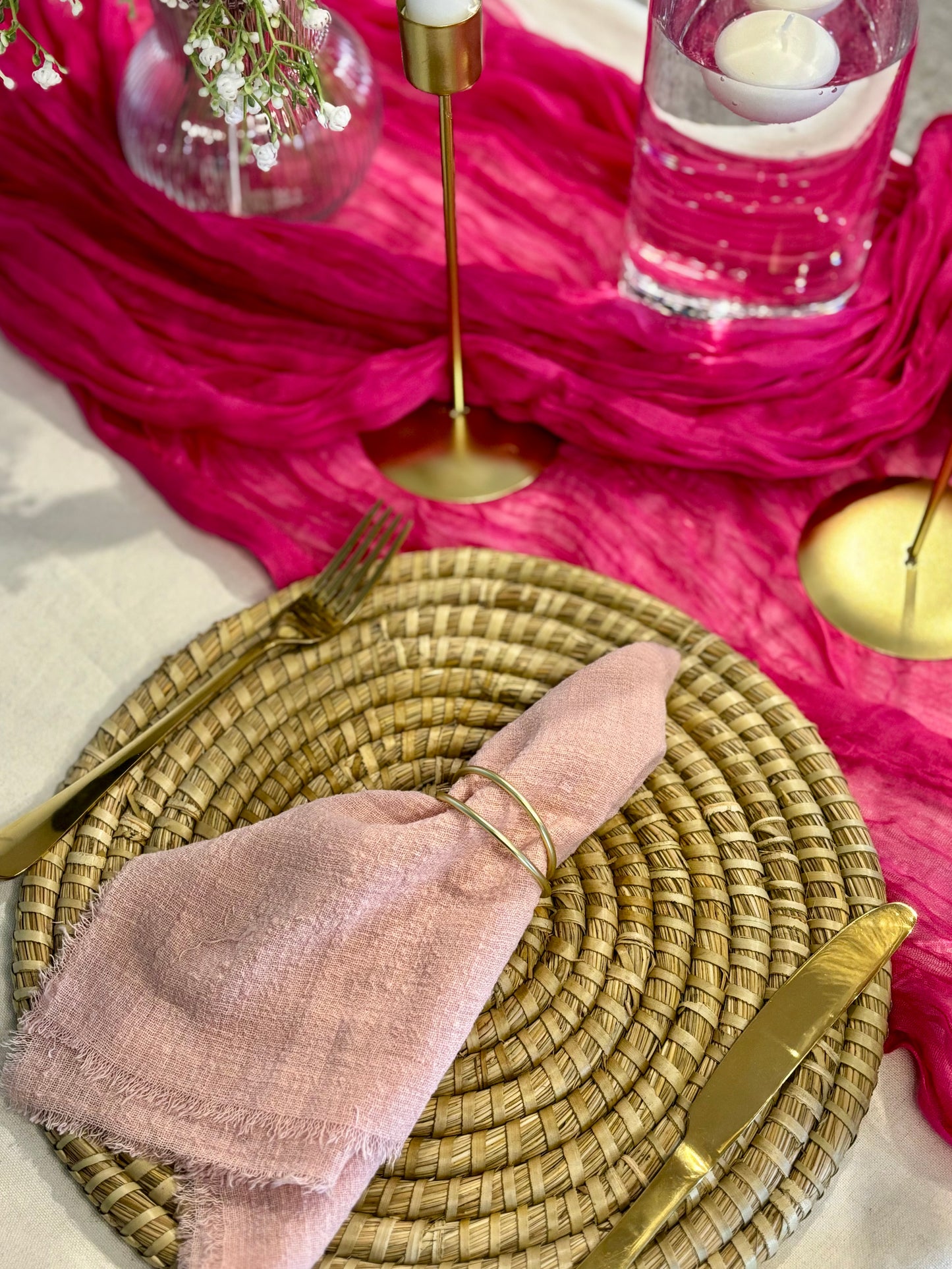 Hot Pink Cheesecloth Table Runner