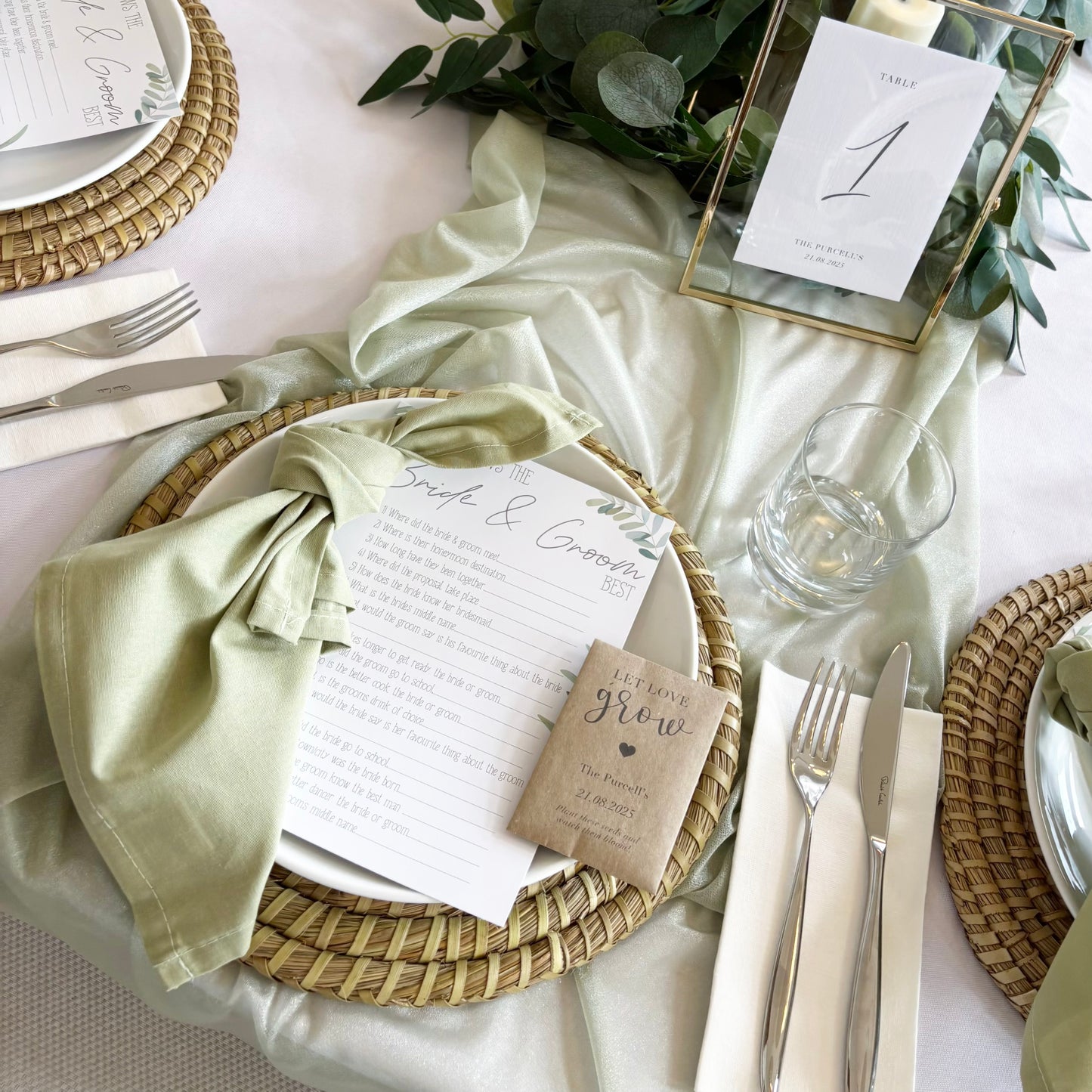 Sage Green Chiffon Table Runner