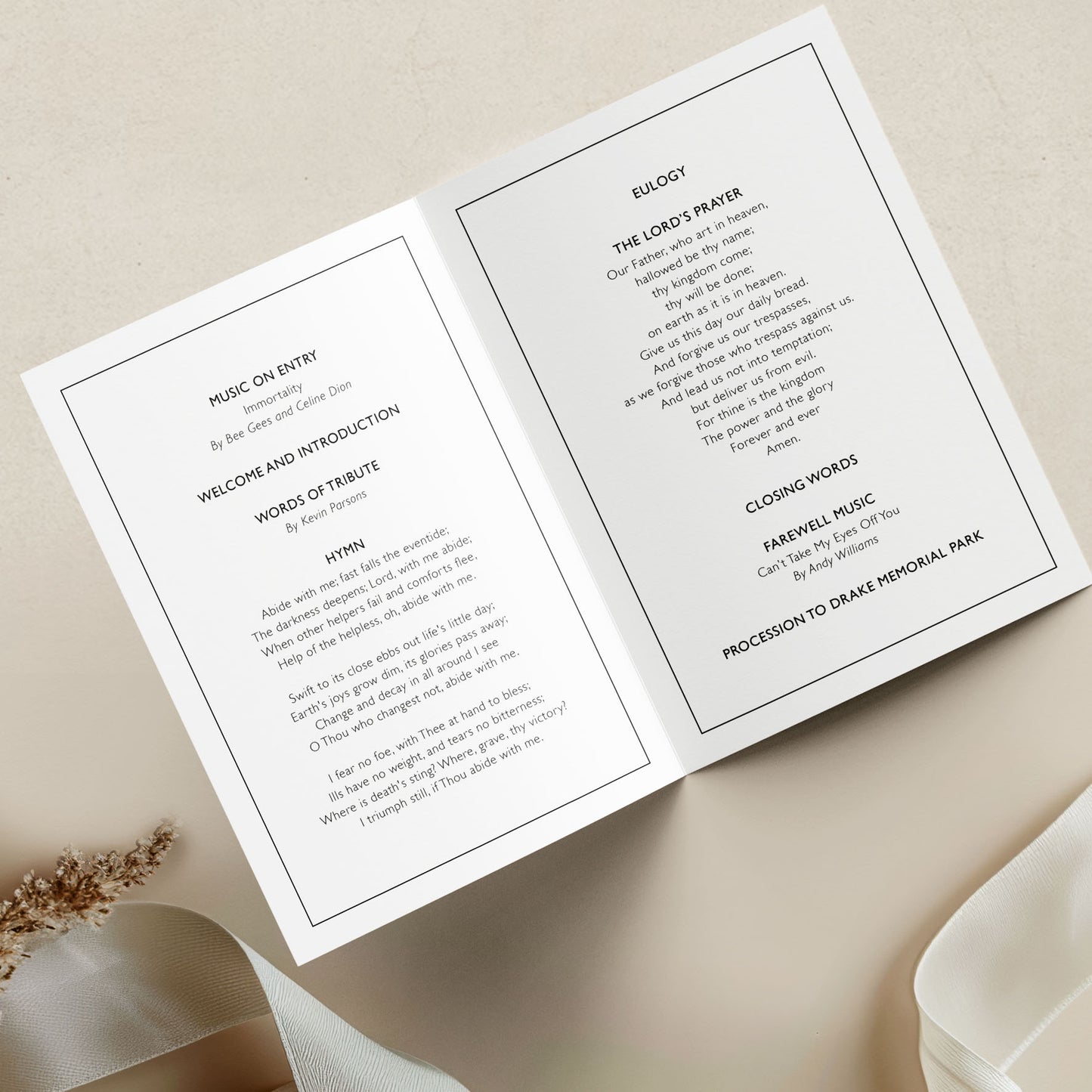 *digital* Elegant Funeral Order of Service Template | Celebration of Life Program | Memorial Booklet | Printable Digital Download | Funeral Program