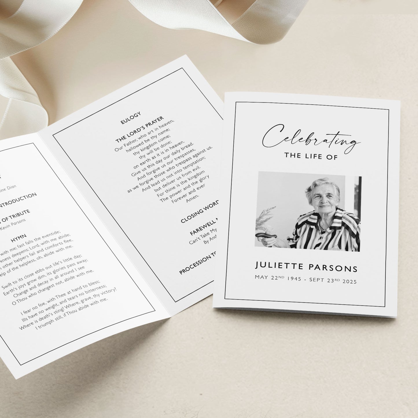 *digital* Elegant Funeral Order of Service Template | Celebration of Life Program | Memorial Booklet | Printable Digital Download | Funeral Program