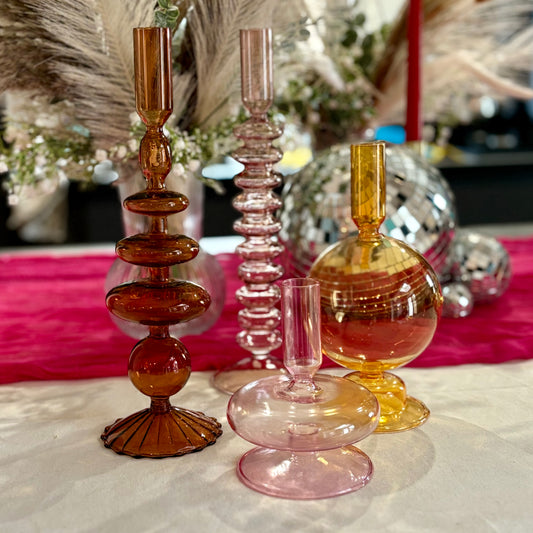 Retro Glass Candestick Holders (set of 4)
