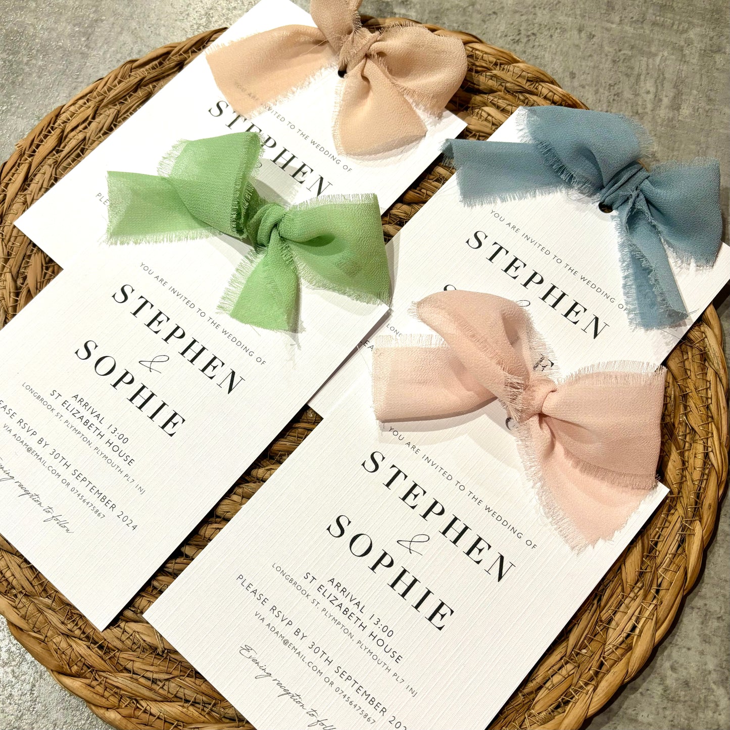 The Betsy - Luxury Bow Wedding Invitation & Envelope