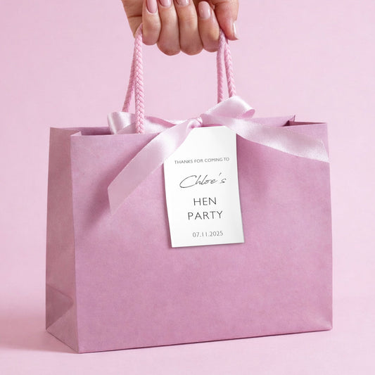 Personalised hen party bags with ribbon and name tag
Hen do party bags personalised for bride and hens
Personalised hen party gift bag with custom tag
Hen party bags for bridesmaids and bride to be
Personalised hen do gift bags with ribbon
Hen party favour bags with personalised tags