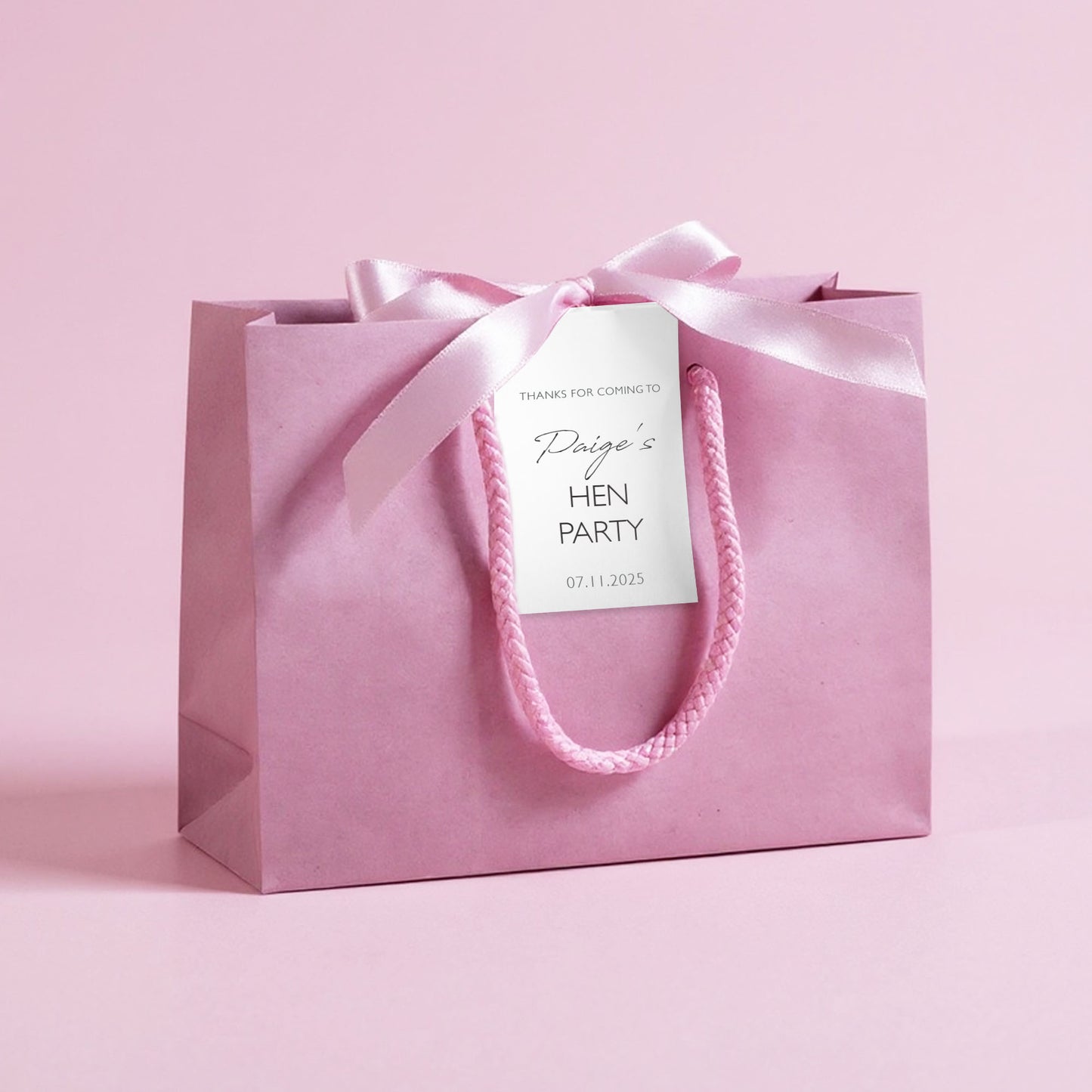 Personalised Hen Party Bags with Custom Tag | Hen Party Favours | Personalised Name Ribbon Gift Bag