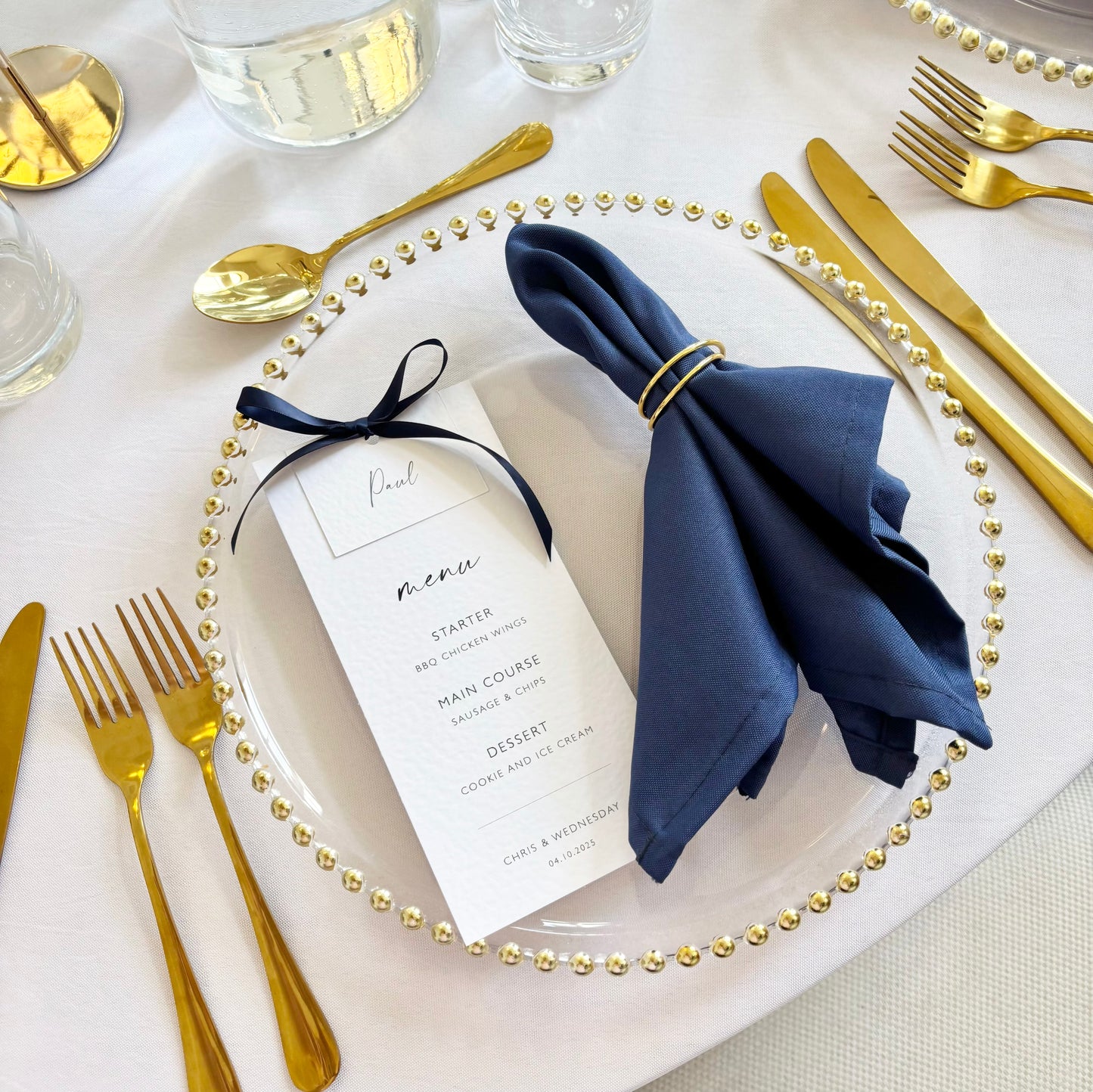 Gold Beaded Glass Charger Plates