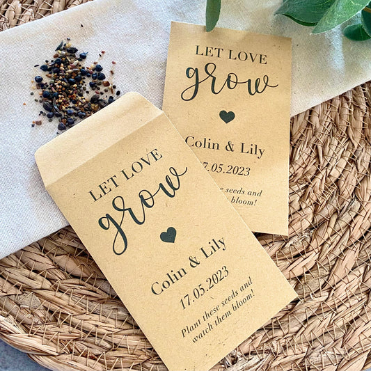 Let Love Grow Personalised Wild Flower Seed Favours