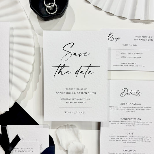 The Isla - Luxury Wedding Save the Date & Envelope