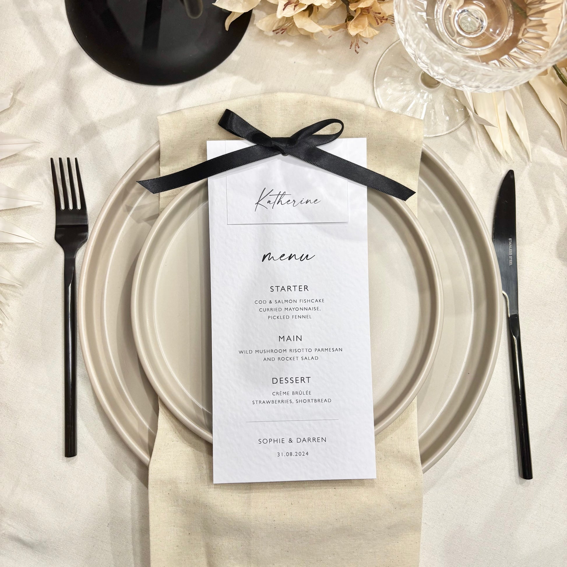 The Isla - Individual Menu Card, Name & Ribbon – House of Allum Events