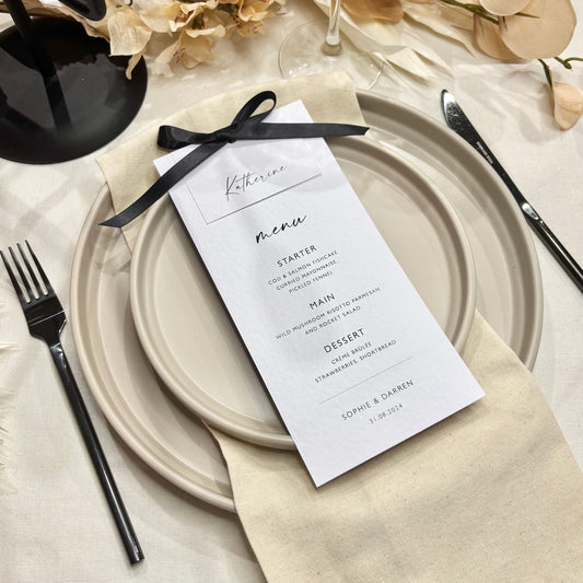 The Isla - Individual Menu Card, Name & Ribbon