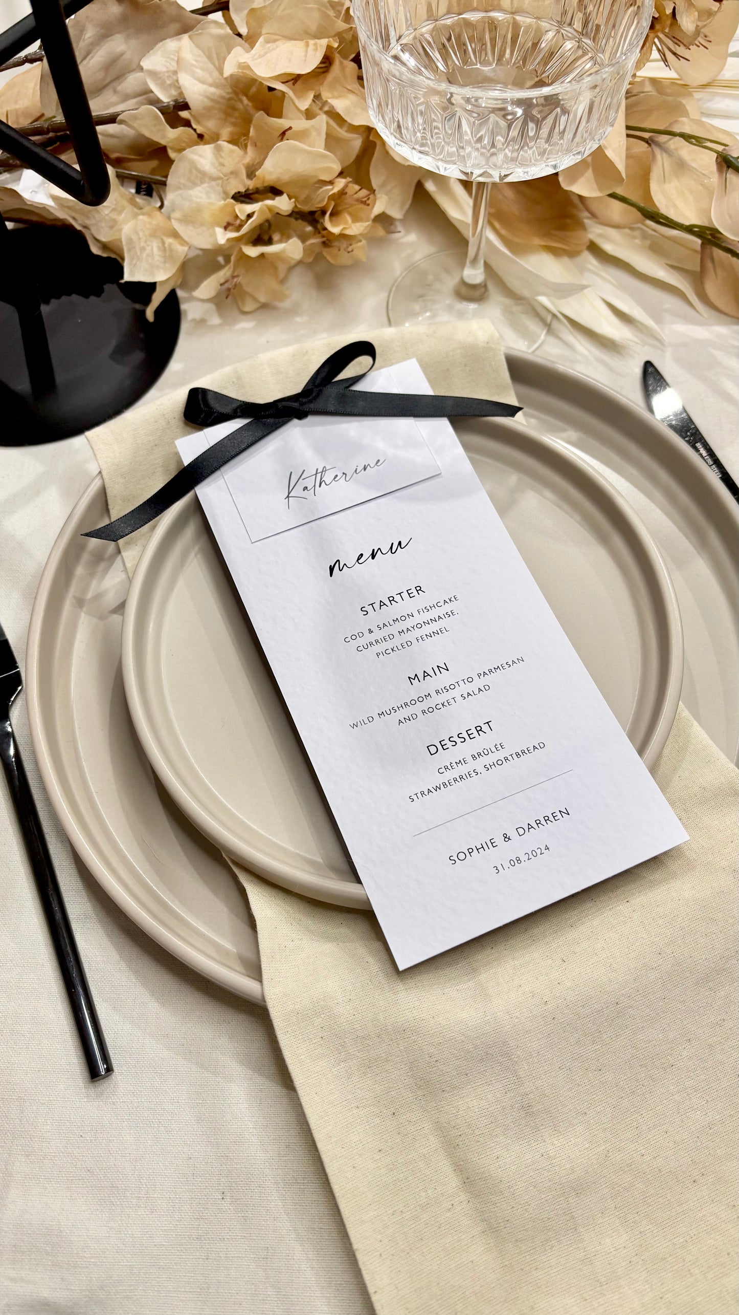 The Isla - Individual Menu Card, Name & Ribbon