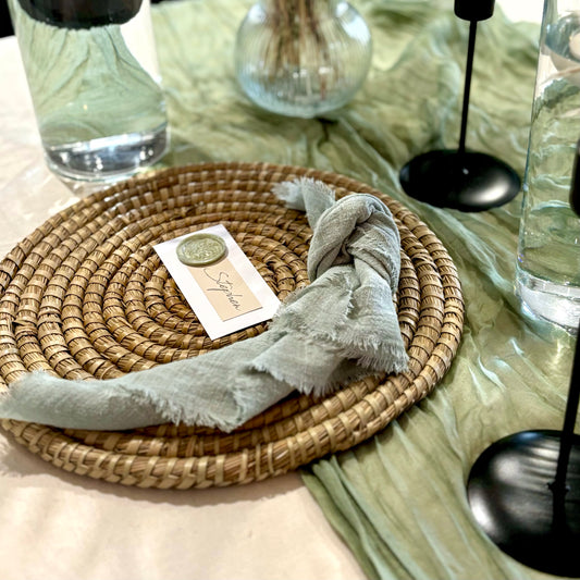 Sage Green Cheesecloth Table Runner