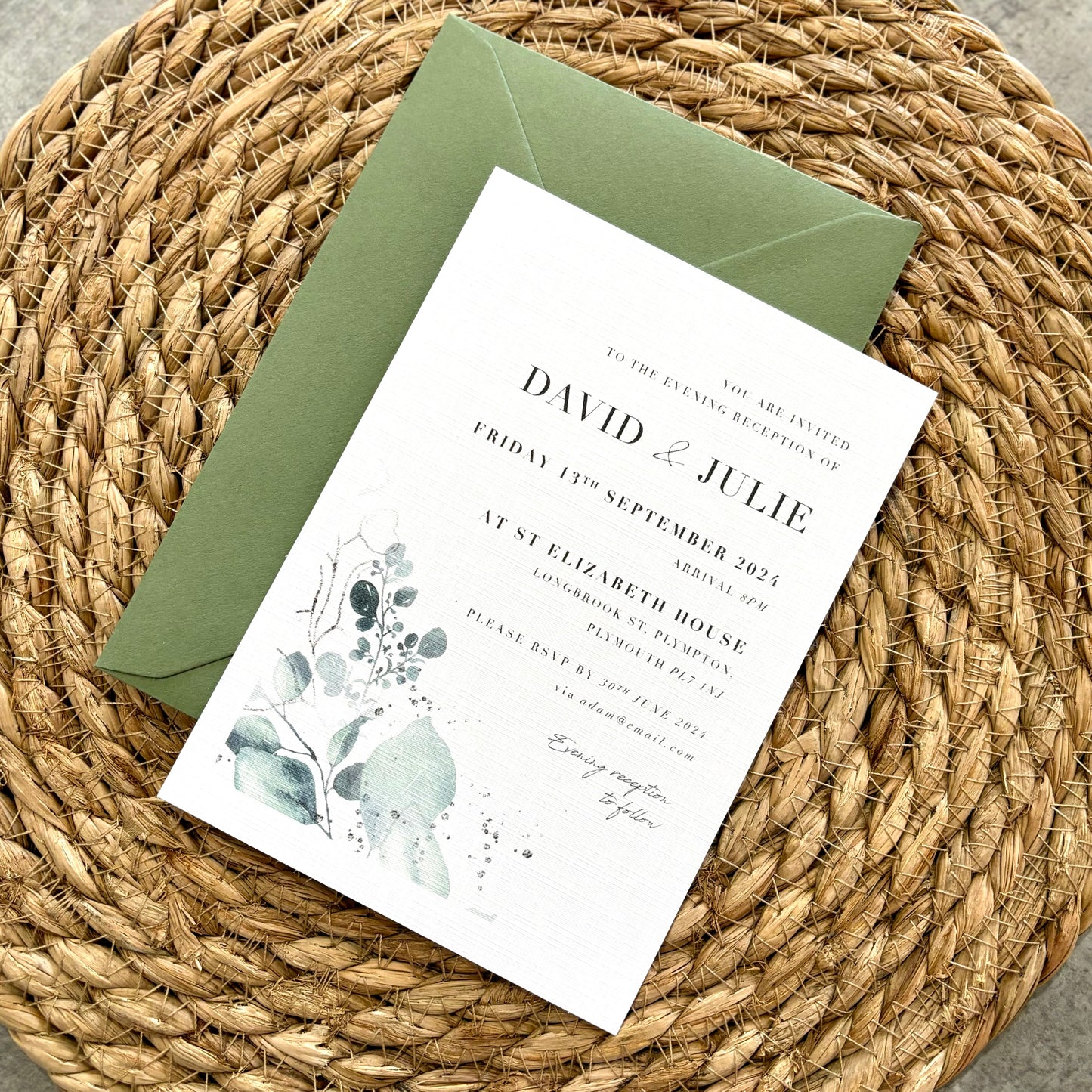 The Bonnie - Botanical Wedding Invitation & Envelope