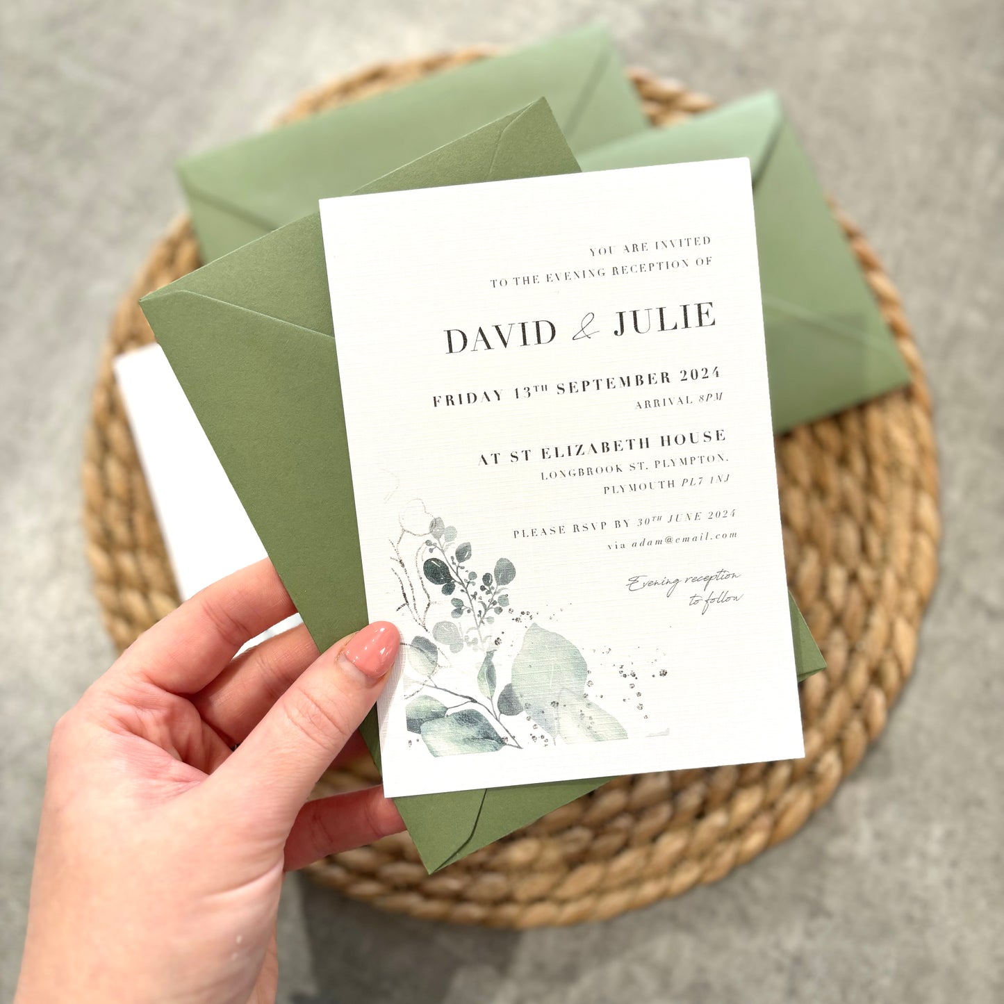 The Bonnie - Botanical Wedding Invitation & Envelope