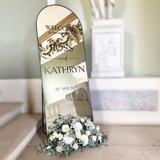 Black Arch Welcome Mirror Sign