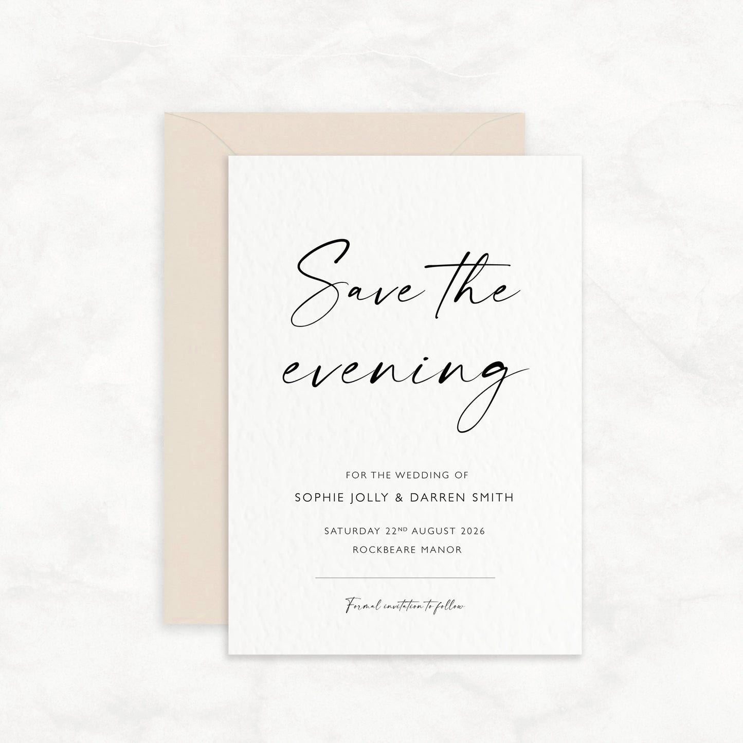 The Isla - Custom Luxury Wedding Evening Save the Date | Elegant Minimalist Design | Personalised Invitation | Modern Simple Wedding Invitation