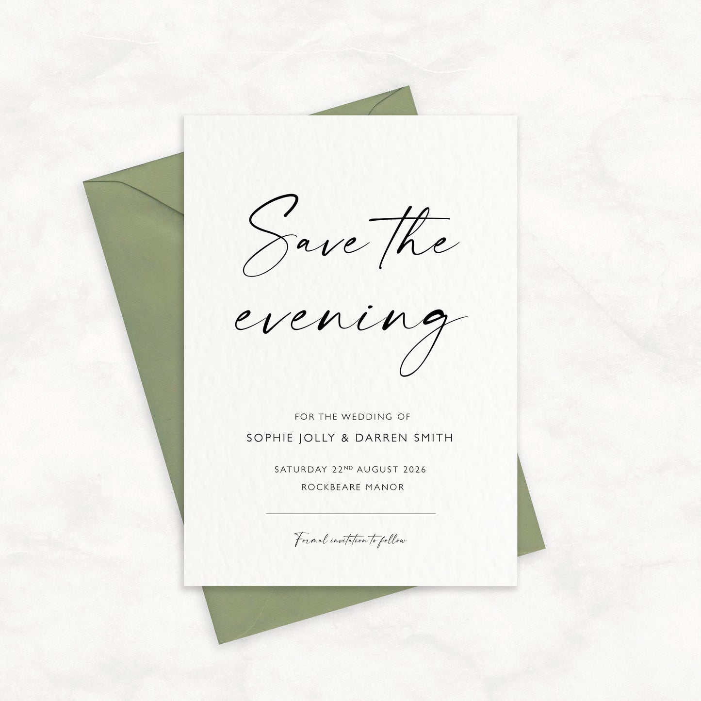 The Isla - Custom Luxury Wedding Evening Save the Date | Elegant Minimalist Design | Personalised Invitation | Modern Simple Wedding Invitation