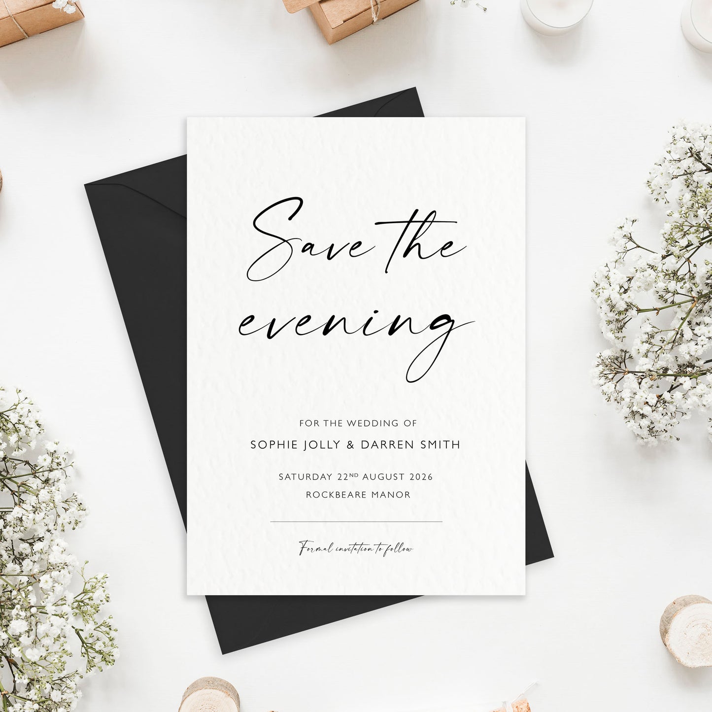 The Isla - Custom Luxury Wedding Evening Save the Date | Elegant Minimalist Design | Personalised Invitation | Modern Simple Wedding Invitation