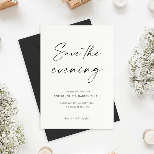 The Isla - Custom Luxury Wedding Evening Save the Date | Elegant Minimalist Design | Personalised Invitation | Modern Simple Wedding Invitation