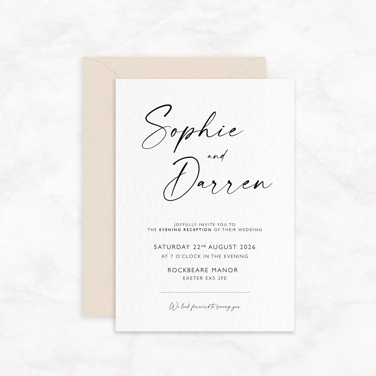 The Isla - Custom Luxury Evening Wedding Invitation | Elegant Minimalist Design | Personalised Invitation | Modern Simple Wedding Invitation