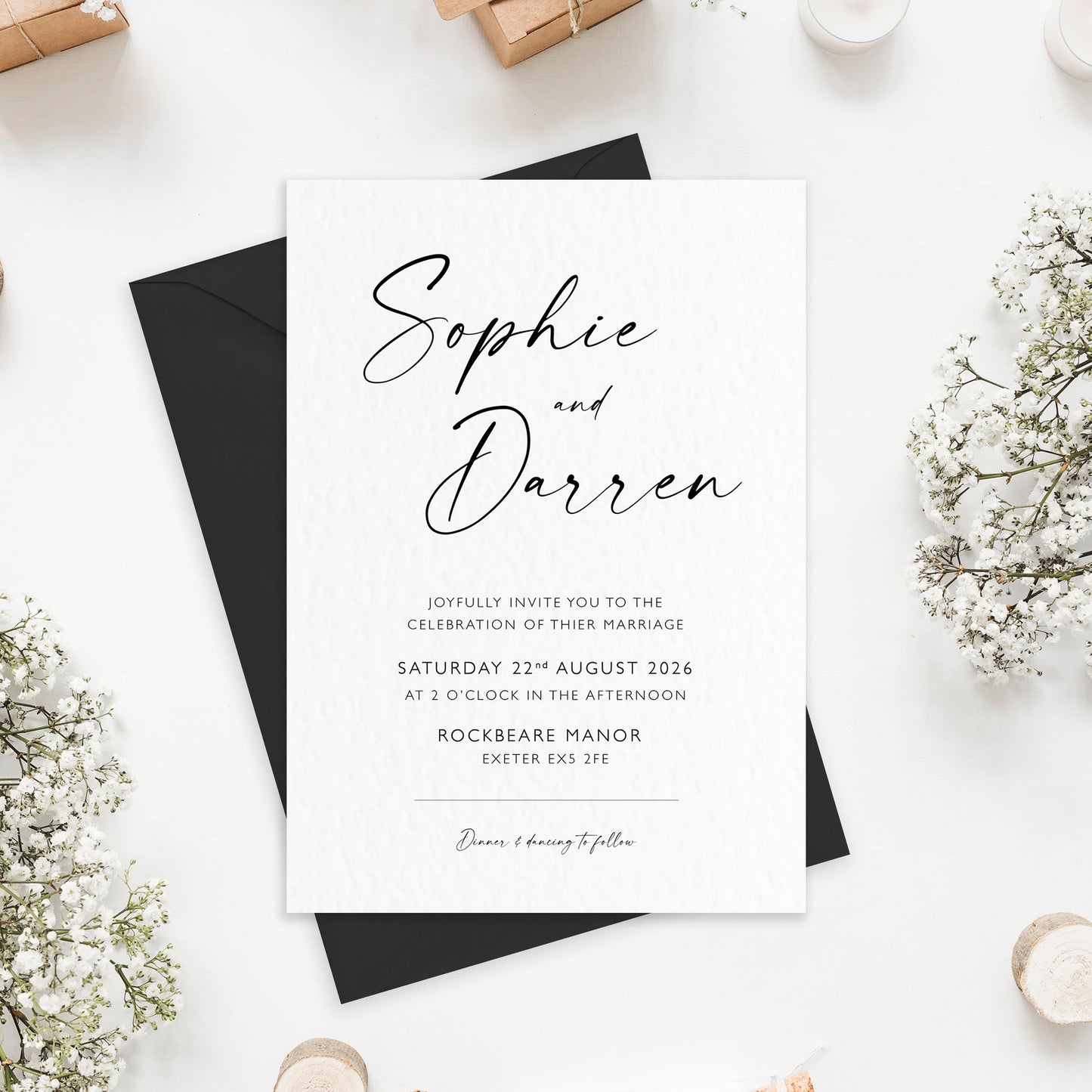 The Isla - Custom Luxury Wedding Invitation & Details Card | Elegant Minimalist Design | Personalised Invitation | Modern Simple Wedding Invitation