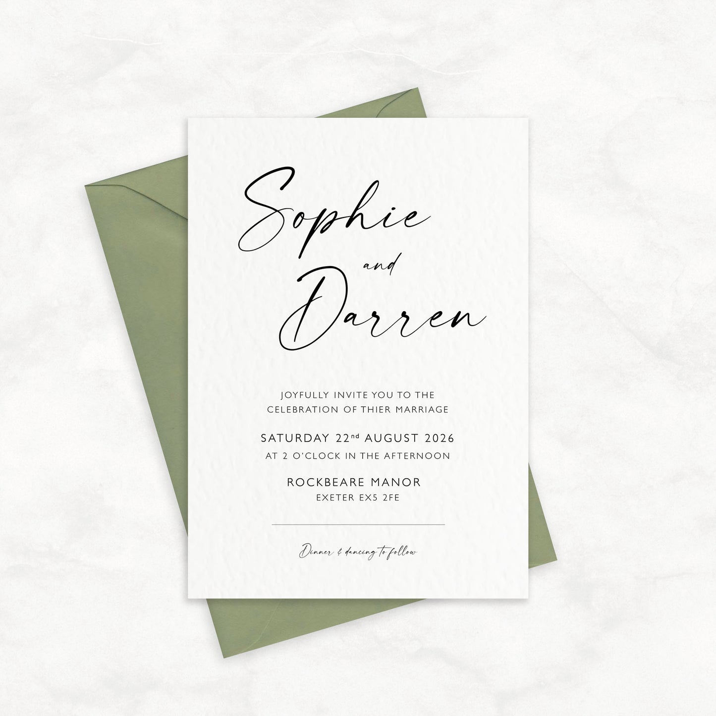 The Isla - Custom Luxury Wedding Invitation & Details Card | Elegant Minimalist Design | Personalised Invitation | Modern Simple Wedding Invitation