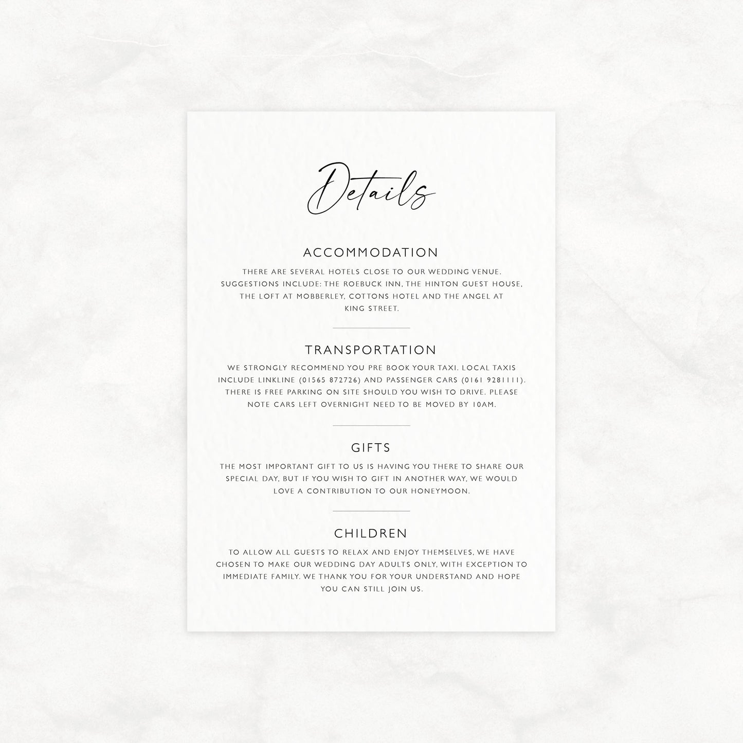 The Sophie - Luxury Ribbon Wedding Invitation, Envelope & Details Card | Simple stationery | Personalised invitation | Green, Pink, Blue, Burnt Orange