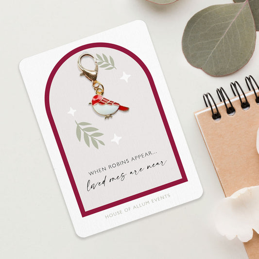 Robin Charm Gift | Memorial Keepsake | “When a Robin Appears, a Loved One is Near” | Sympathy Gift | Memory Keepsake | Keyring Gift