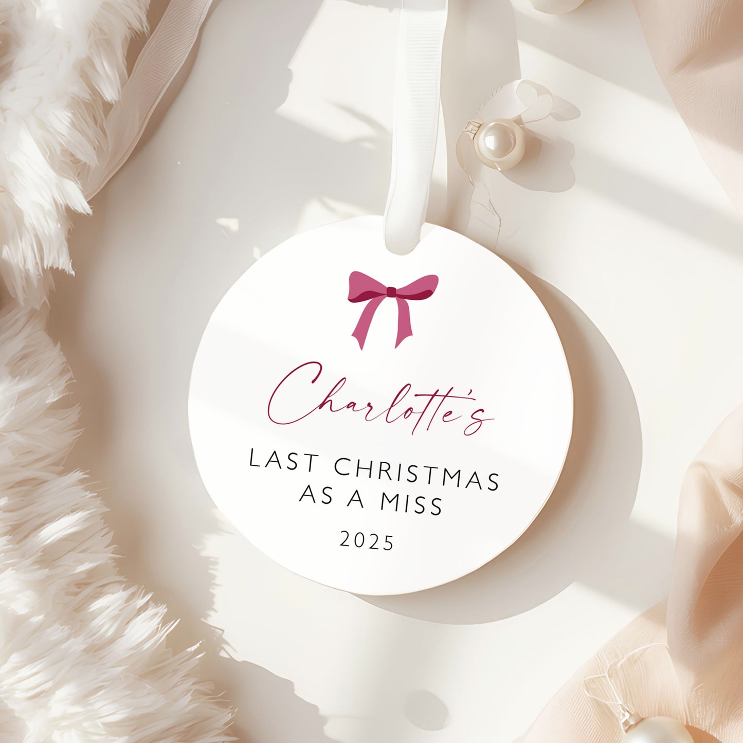 Last Christmas as a Miss Bauble | Personalised Hen Party Ornament | Bride Keepsake Christmas Decoration