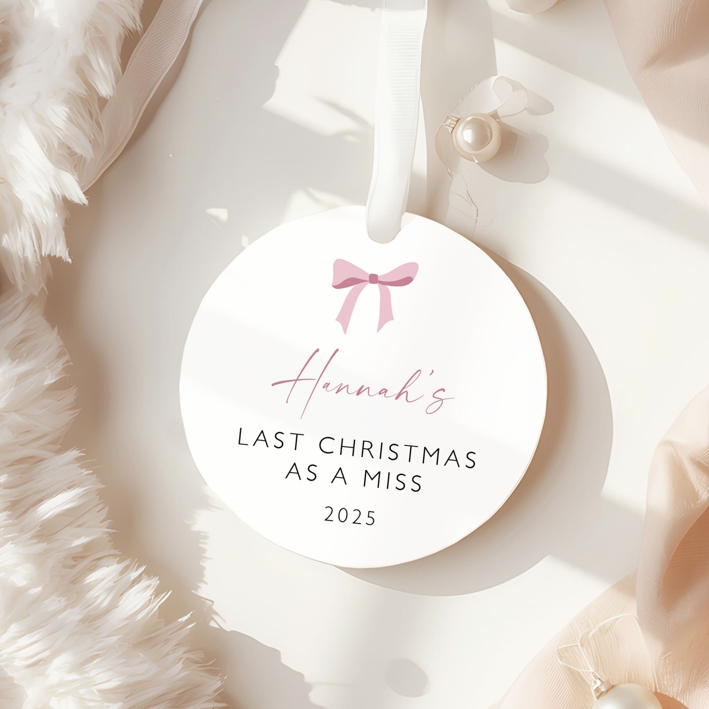 Last Christmas as a Miss Bauble | Personalised Hen Party Ornament | Bride Keepsake Christmas Decoration