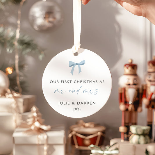 First Christmas Mr & Mrs Bauble | Personalised Married Christmas Ornament | Couple’s Keepsake Christmas Decoration | Newly Wed