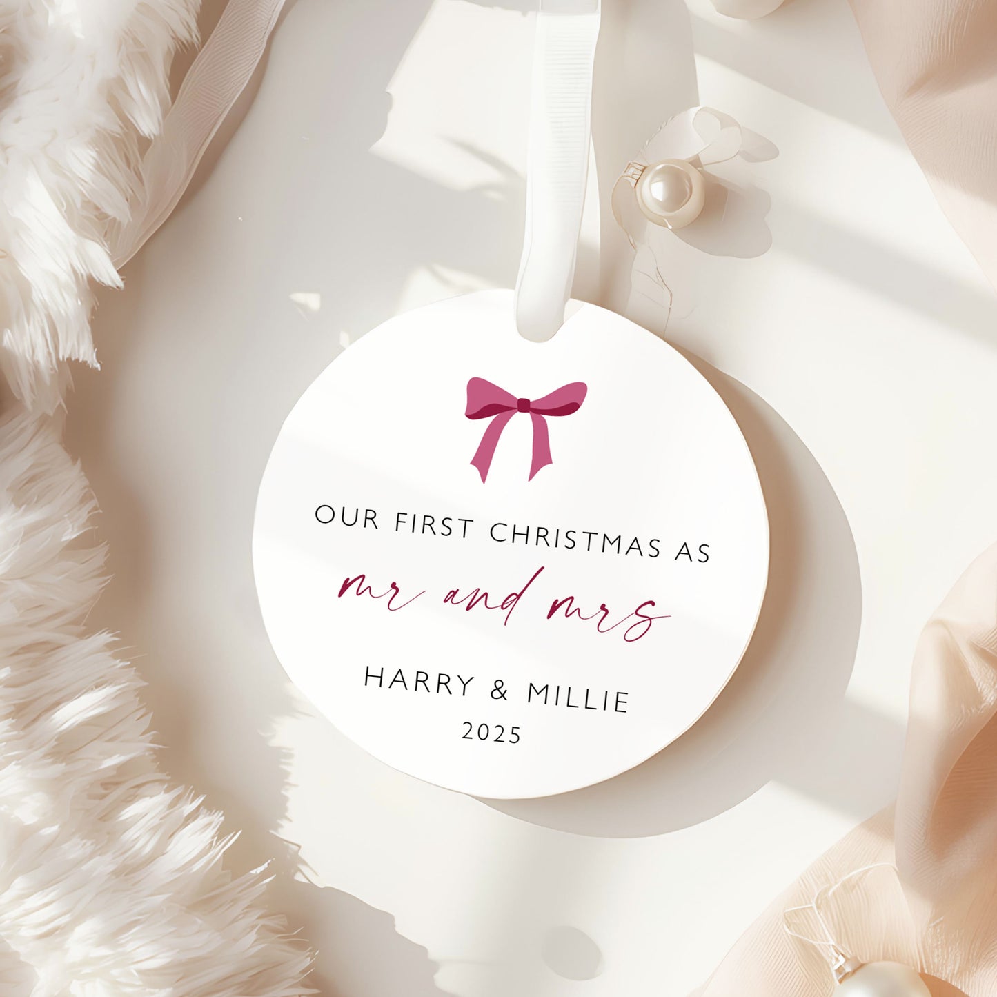 First Christmas Mr & Mrs Bauble | Personalised Married Christmas Ornament | Couple’s Keepsake Christmas Decoration | Newly Wed
