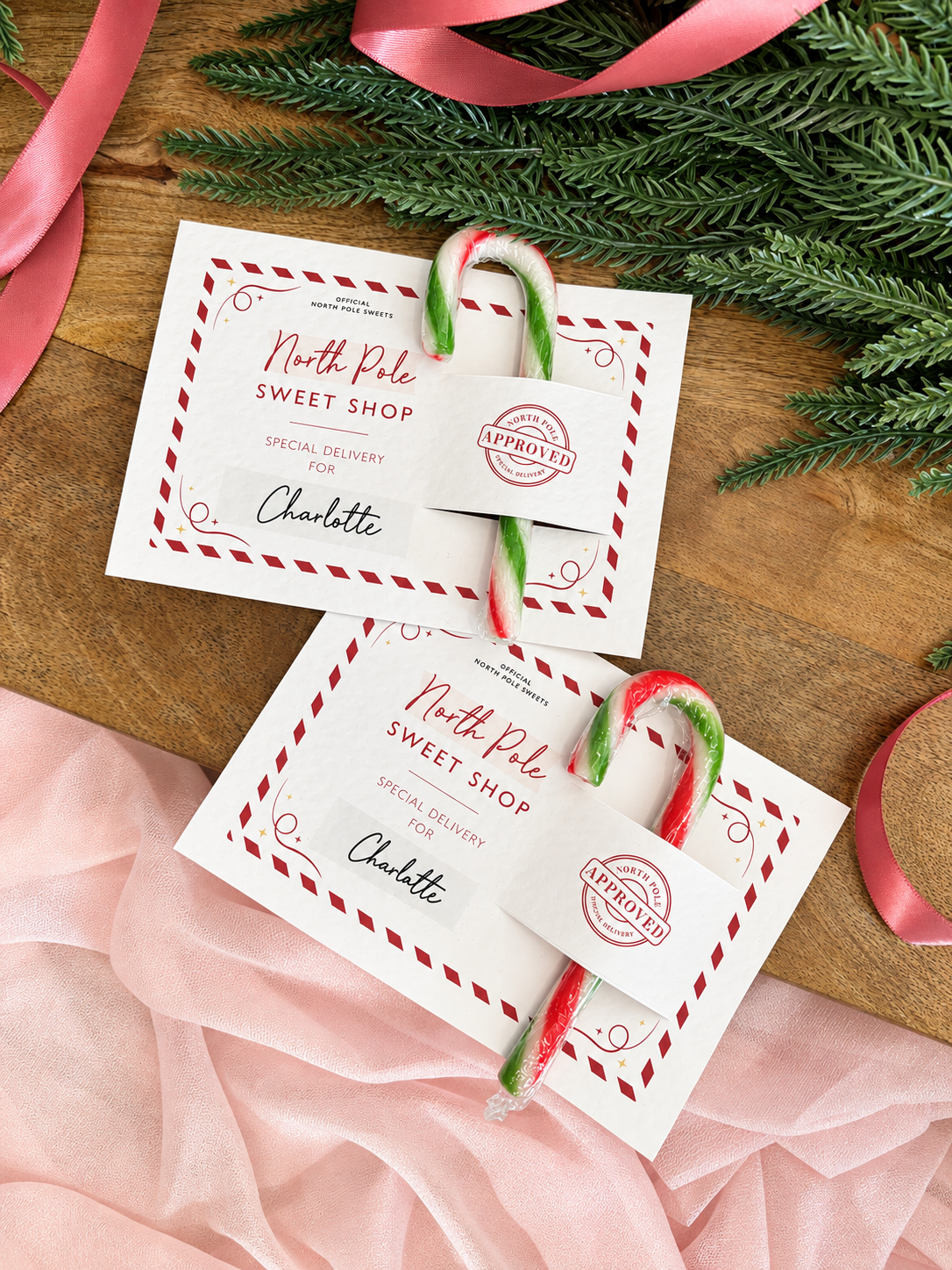 Personalised Christmas Eve box filler candy cane card
North Pole candy cane Christmas gift for kids
Personalised candy cane stocking filler for children
Christmas Eve box candy cane filler with child's name
Personalised North Pole Christmas treat for kids
