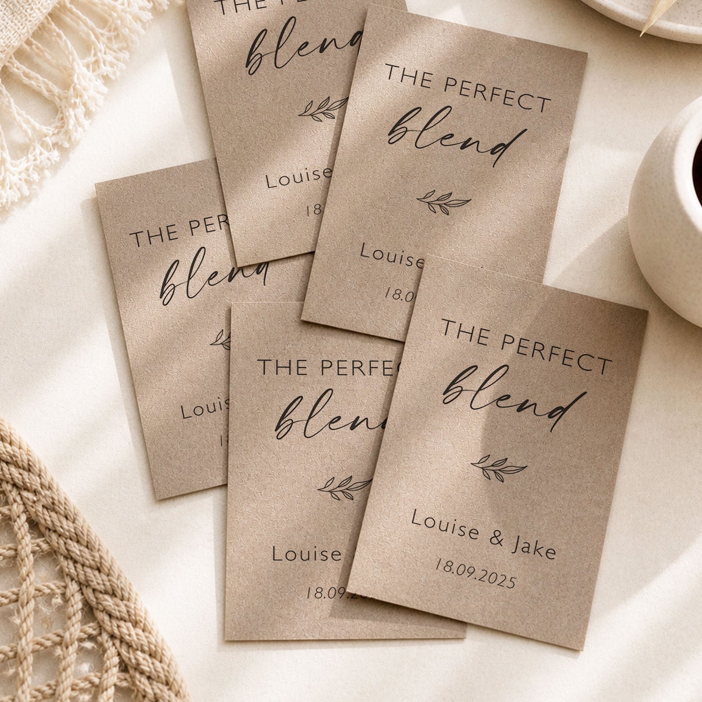 Perfect Blend Wedding Favour Bags Coffee Theme Perfect Blend Tea Wedding Favors Eco Friendly Wedding Wedding Favours Coffee Wedding Favor