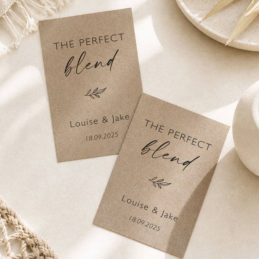 Perfect Blend Wedding Favour Bags Coffee Theme Perfect Blend Tea Wedding Favors Eco Friendly Wedding Wedding Favours Coffee Wedding Favor