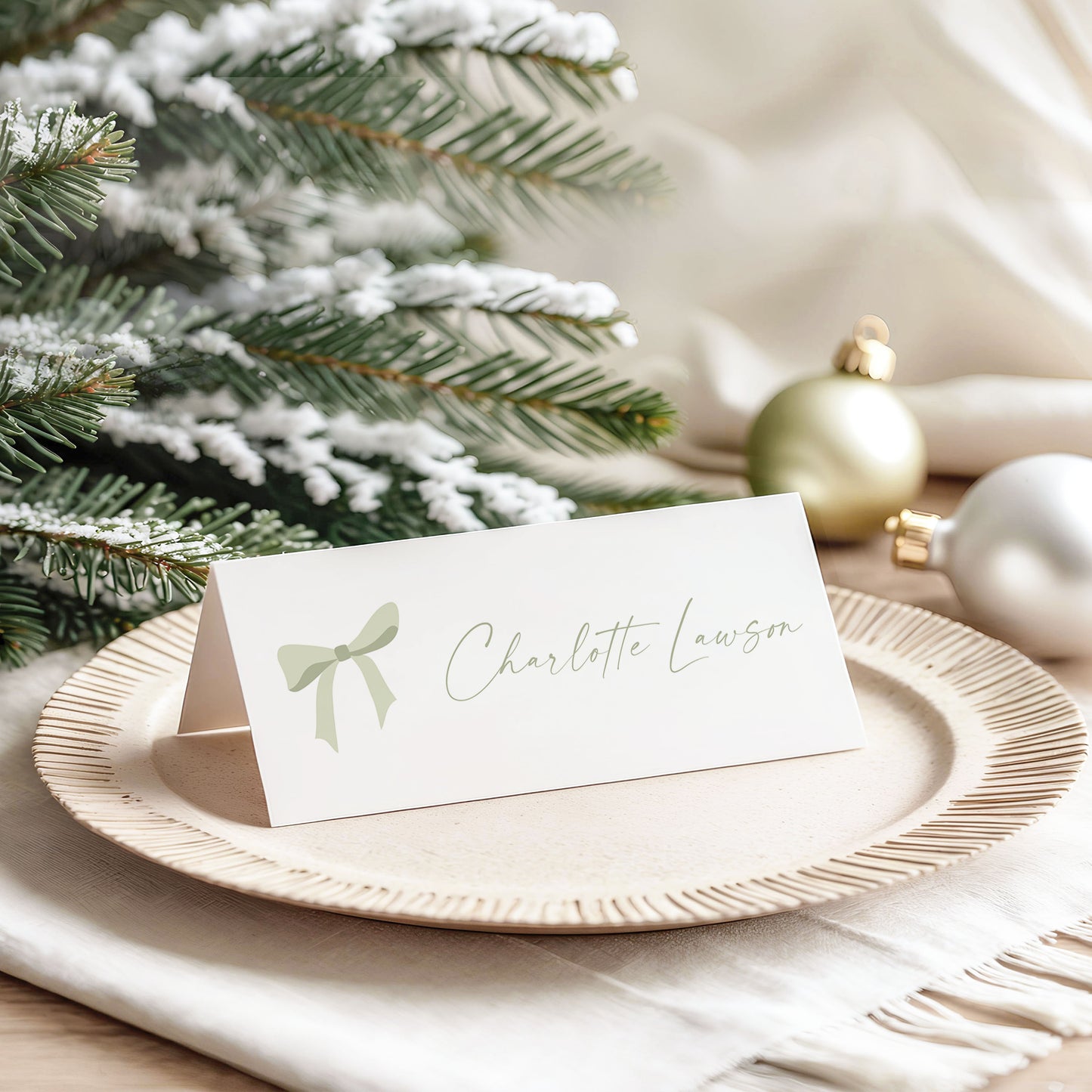 Bow Name Card Place Setting | Custom Place Card Wedding | Table Place Setting Personalised | Name Card Table Menu | Printed | Christmas