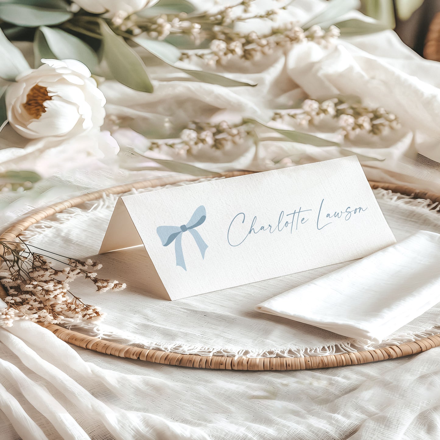 Bow Name Card Place Setting | Custom Place Card Wedding | Table Place Setting Personalised | Name Card Table Menu | Printed | Christmas