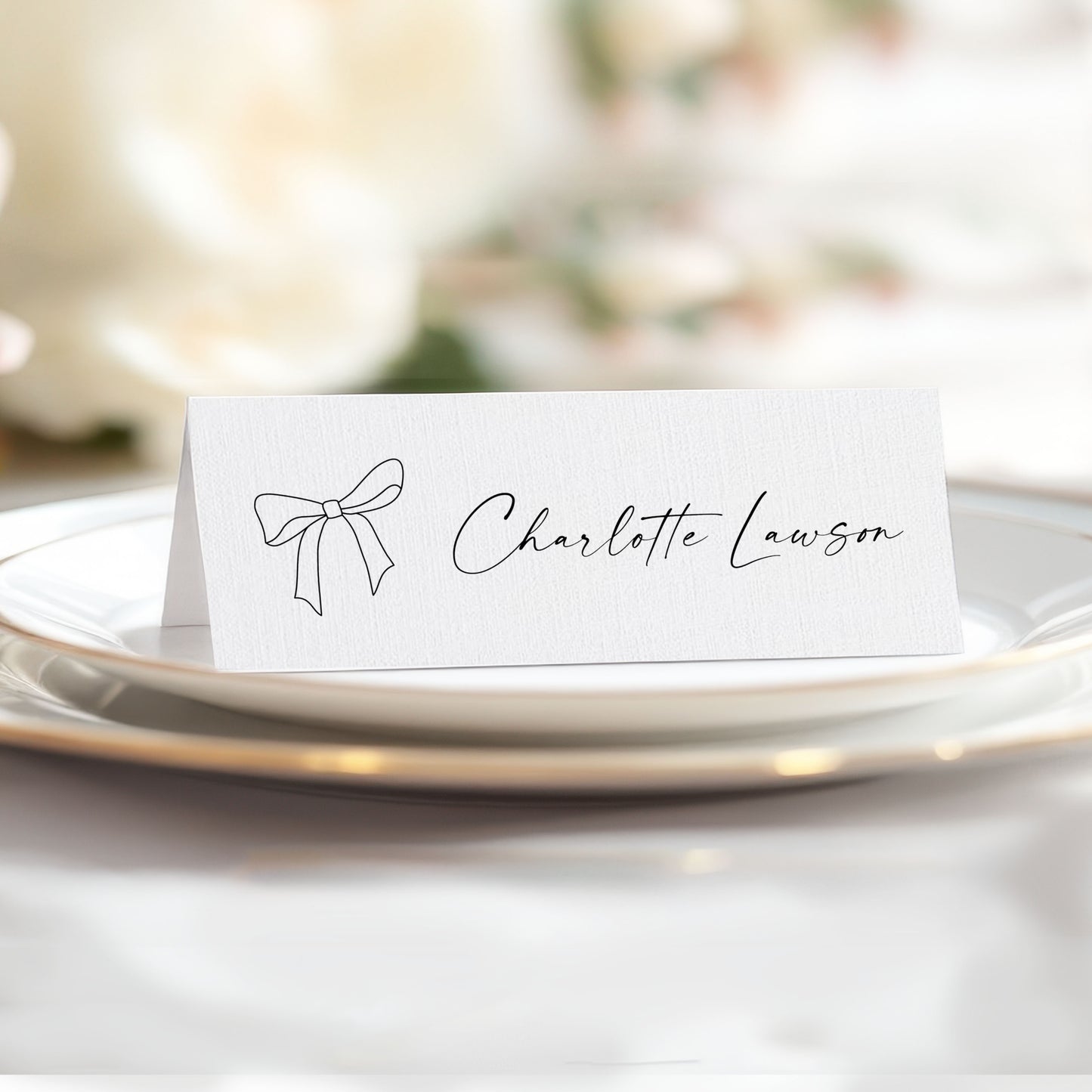 Bow Name Card Place Setting | Custom Place Card Wedding | Table Place Setting Personalised | Name Card Table Menu | Printed | Christmas