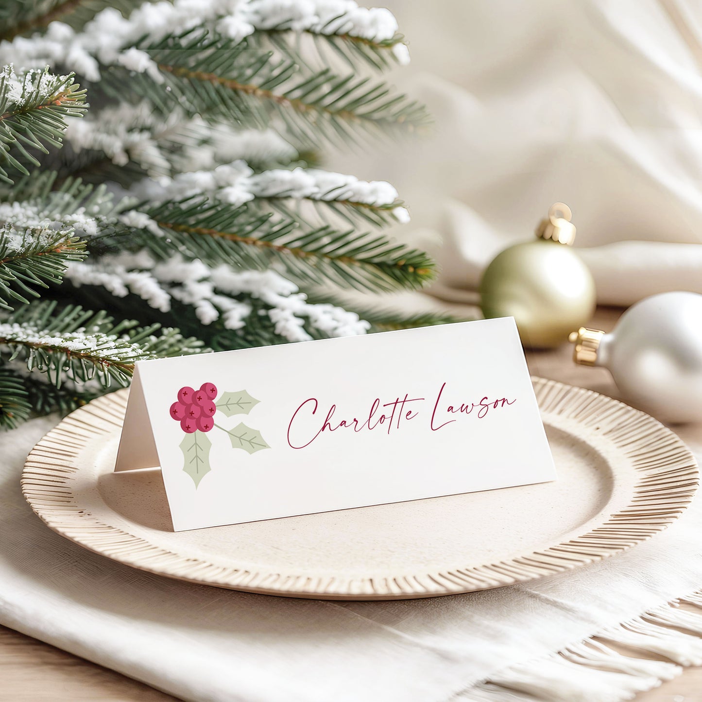 Christmas Name Card Place Setting | Custom Place Card Wedding | Table Place Setting Personalised | Name Card Table Menu | Printed